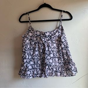 J.Crew‎ Lightweight Floral Cotton Peplum Tank Sz S Country Chic Cottagecore Boho